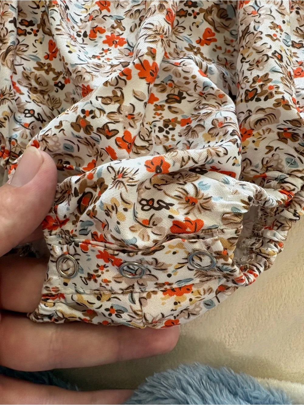 Baby Floral Flutter-Sleeve One-Piece Bodysuit - White with Orange Floral